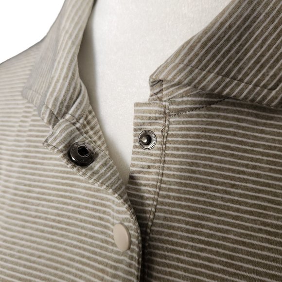 Glyder Simplicity Polo Linen Cream grey Stripe Limitless Movement Size Large - Picture 3 of 10